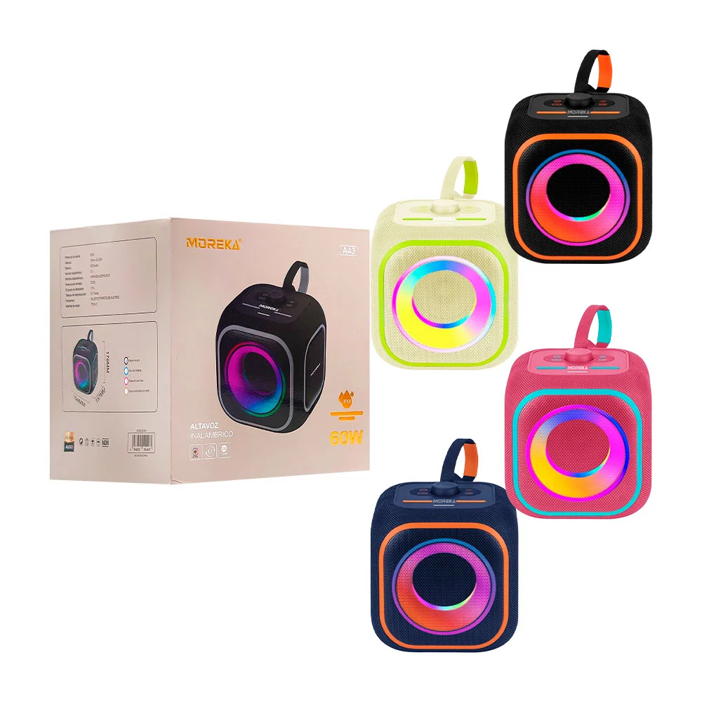 Bocina moreka cuadrada inalámbrica, sonido 360, resistente, portátil …