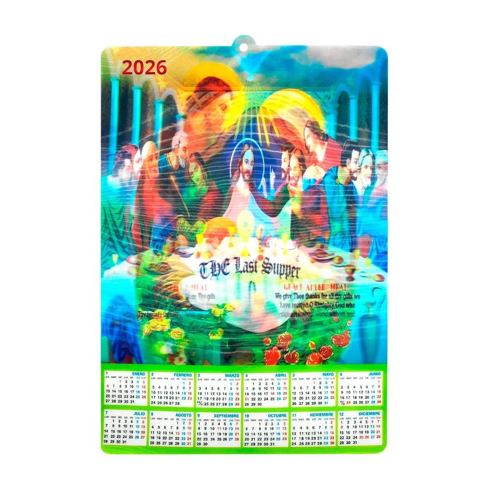 1pza Calendario 2026 con estampado religioso y efecto lenticular, 22.…