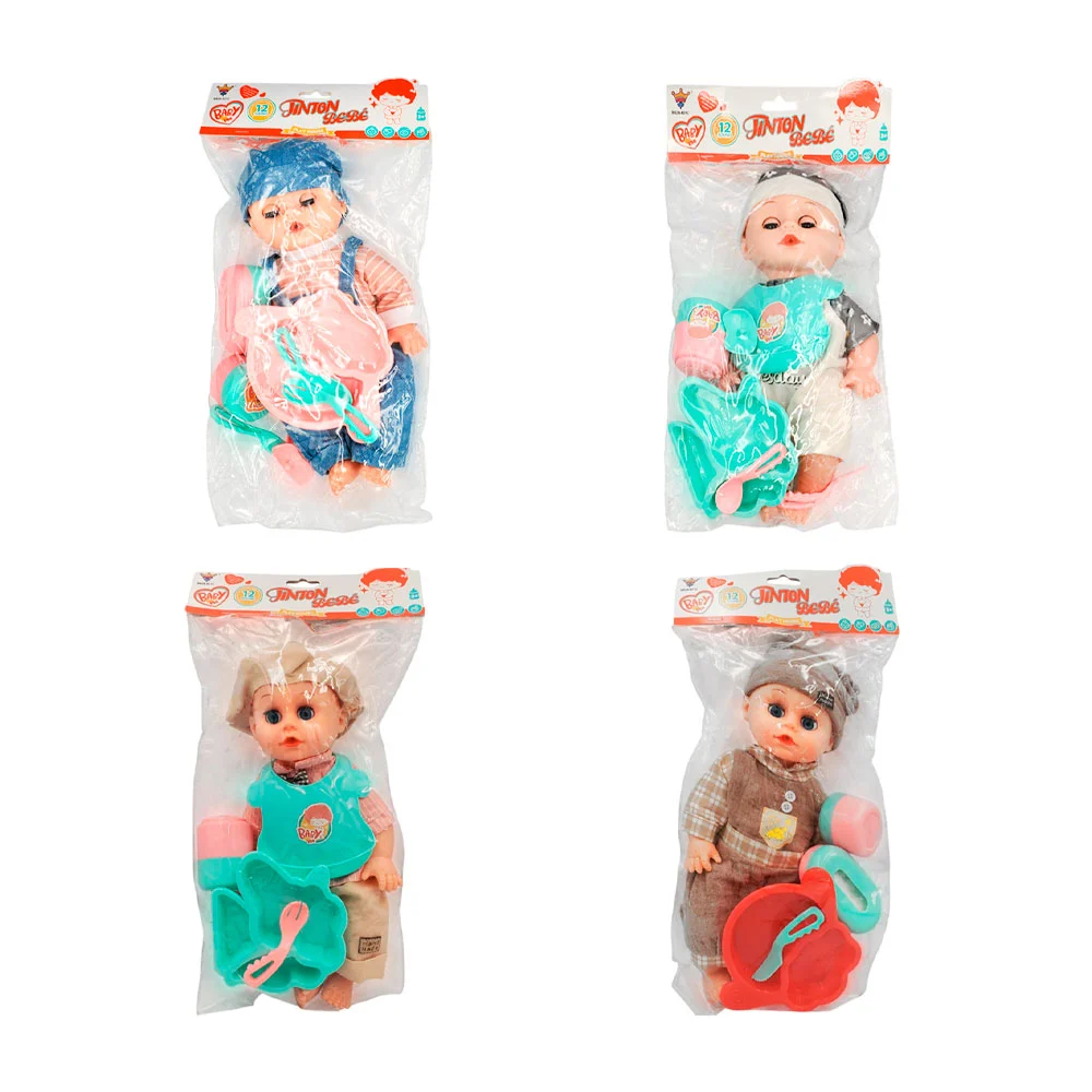 Muñeco bebé con gorro + accesorios para comer, variedad de modelos / …