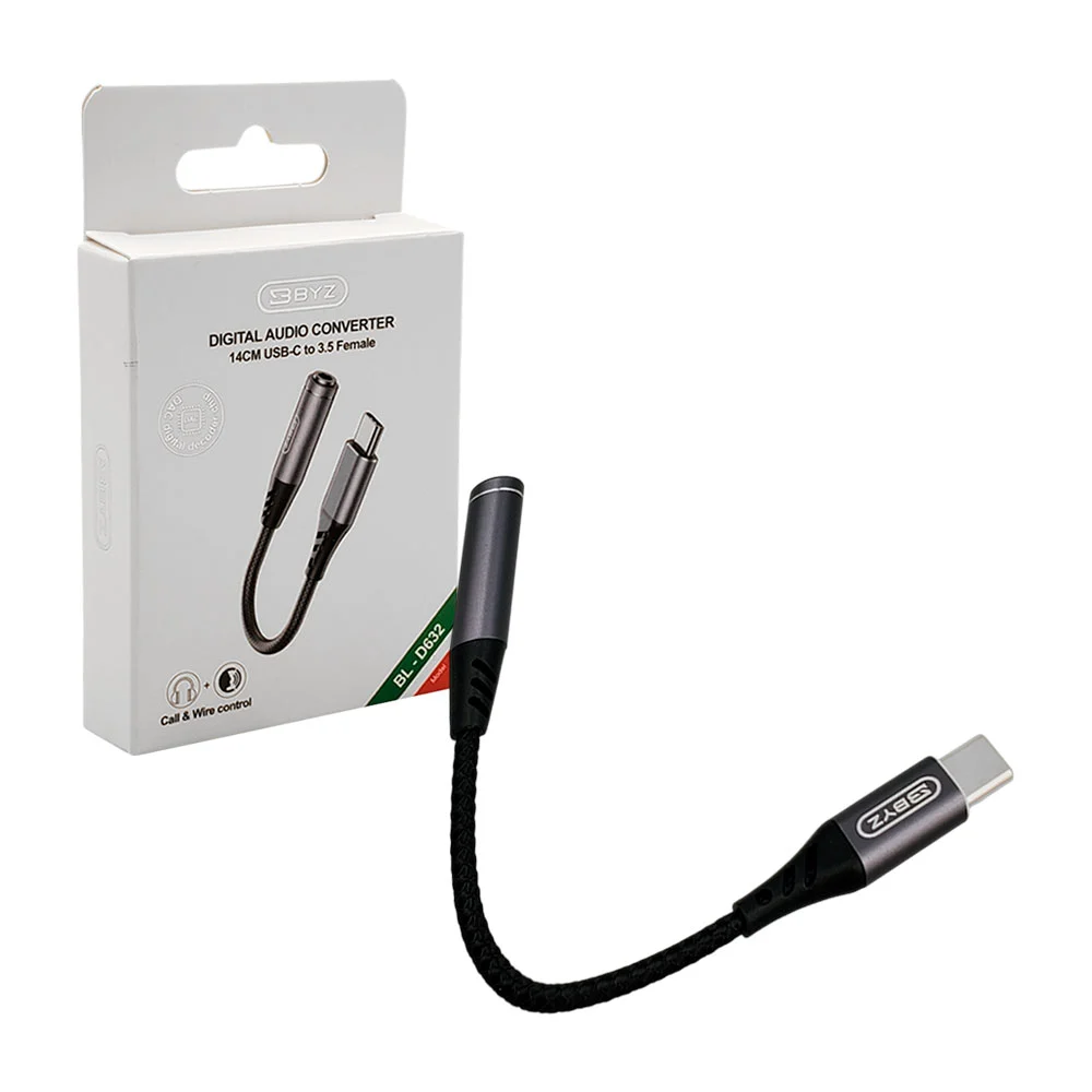 Adaptador byz de audio digital, convertidor auxiliar 3.5mm a tipo-c /…