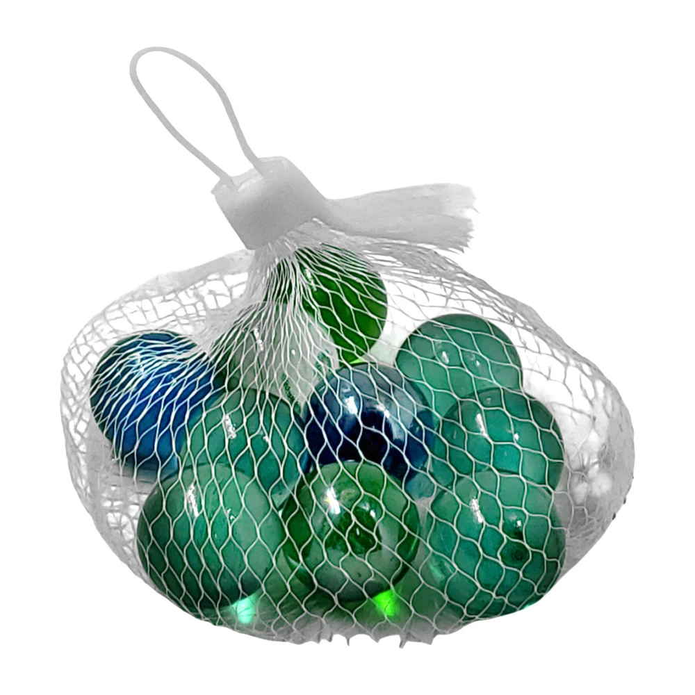 Bolsa tipo costal con 10 canicas de 25mm, variedad de colores / c2062