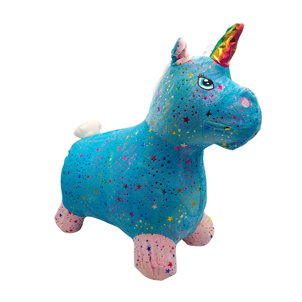 Unicornio inflable montable + funda afelpada de estrellas, luz y soni…