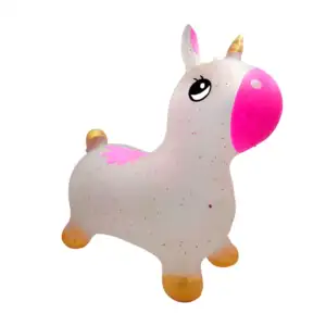 Unicornio inflable montable transparente con luces y sonido / c3579