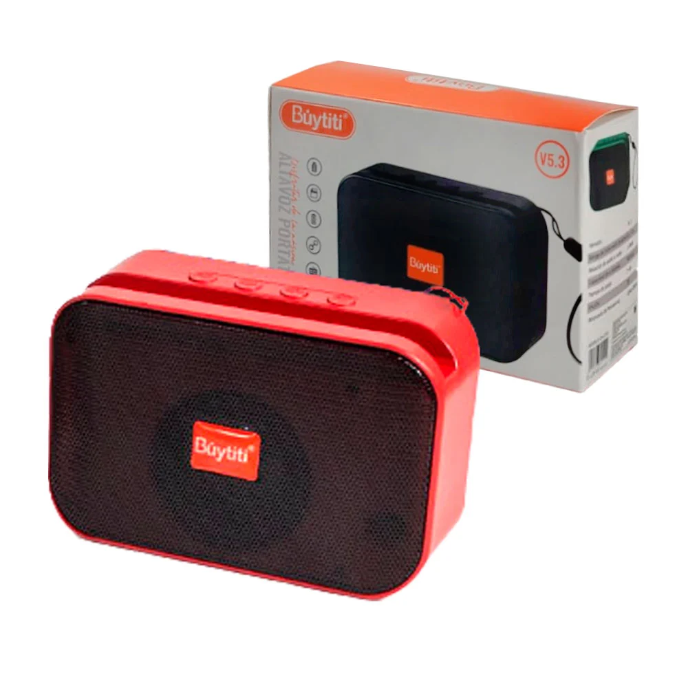 Bocina pequeña rectangular buytiti con porta celular, fm, usb, varios…