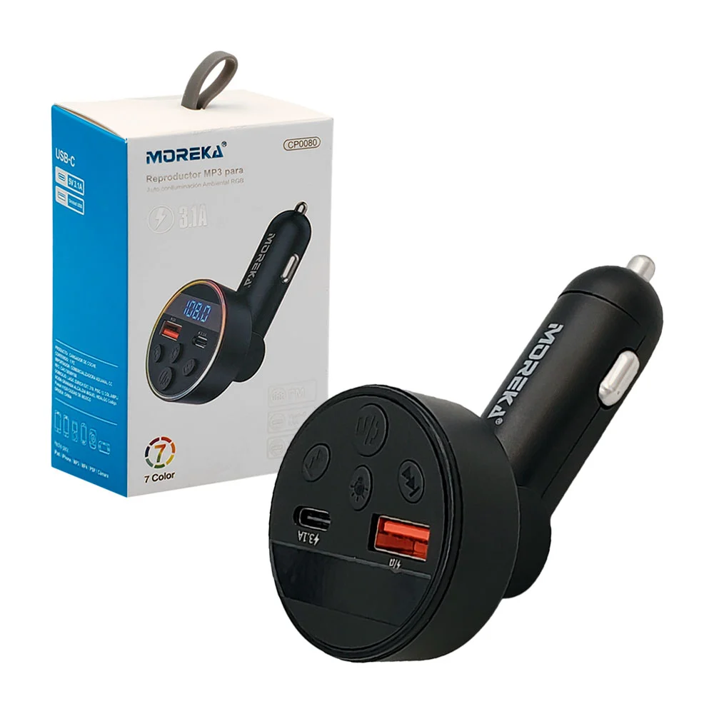Plug moreka cargador, manos libres, reproductor usb, puerto usb y tip…
