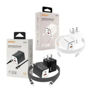 Combo cargador, carga rápida 35w, puerto usb-c y usb-a, cable de 1m d…