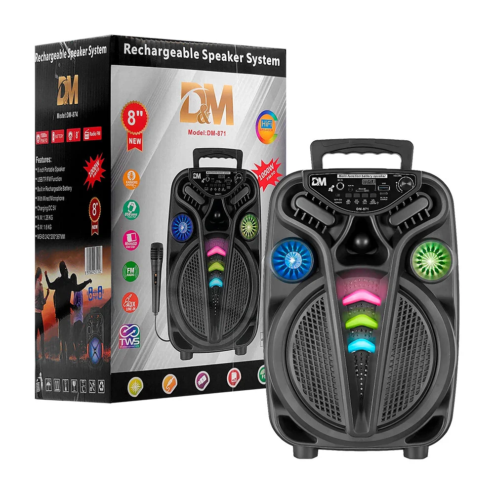 Bocina bluetooth con microfono, multiples conectores, luz rgb + asa a…