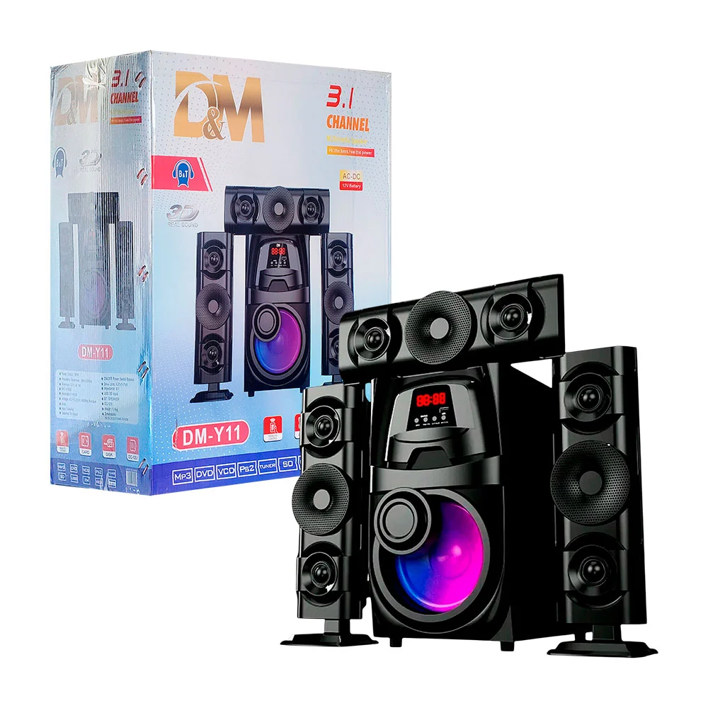 Bocina bluetooth con 3 altavoces, múltiples conectores, luz rgb + con…