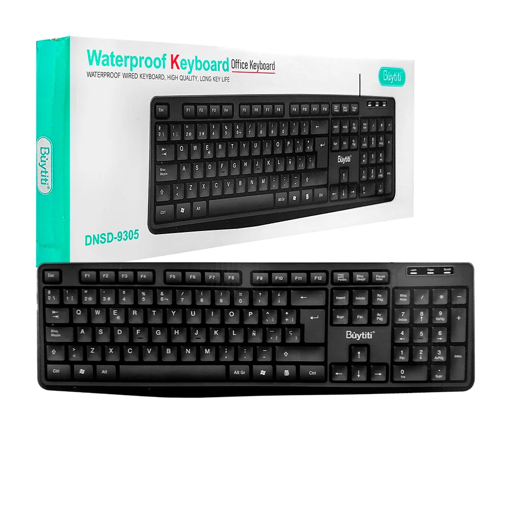 Teclado alámbrico buytiti, resistente al agua, sistema silencioso, te…