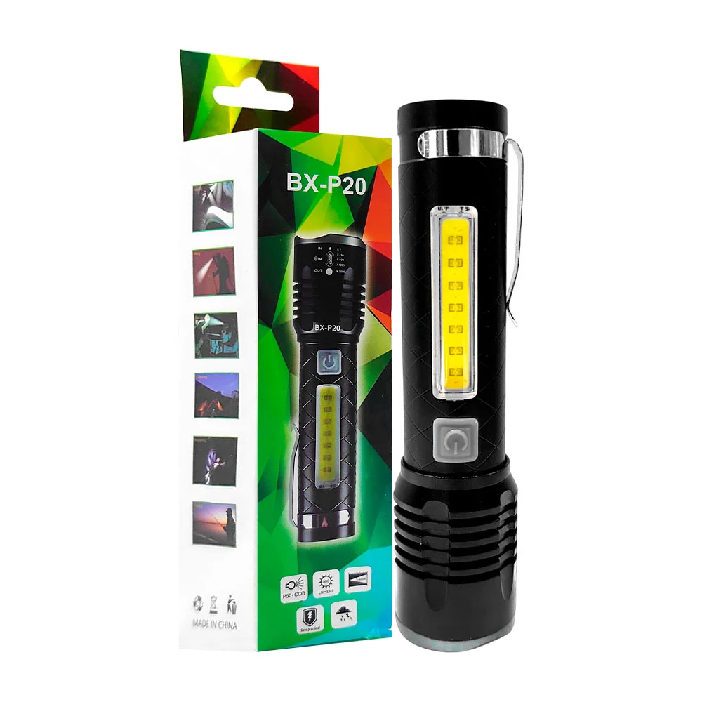 Lámpara linterna recargable con 4 modos de luz y ángulo ajustable, co…