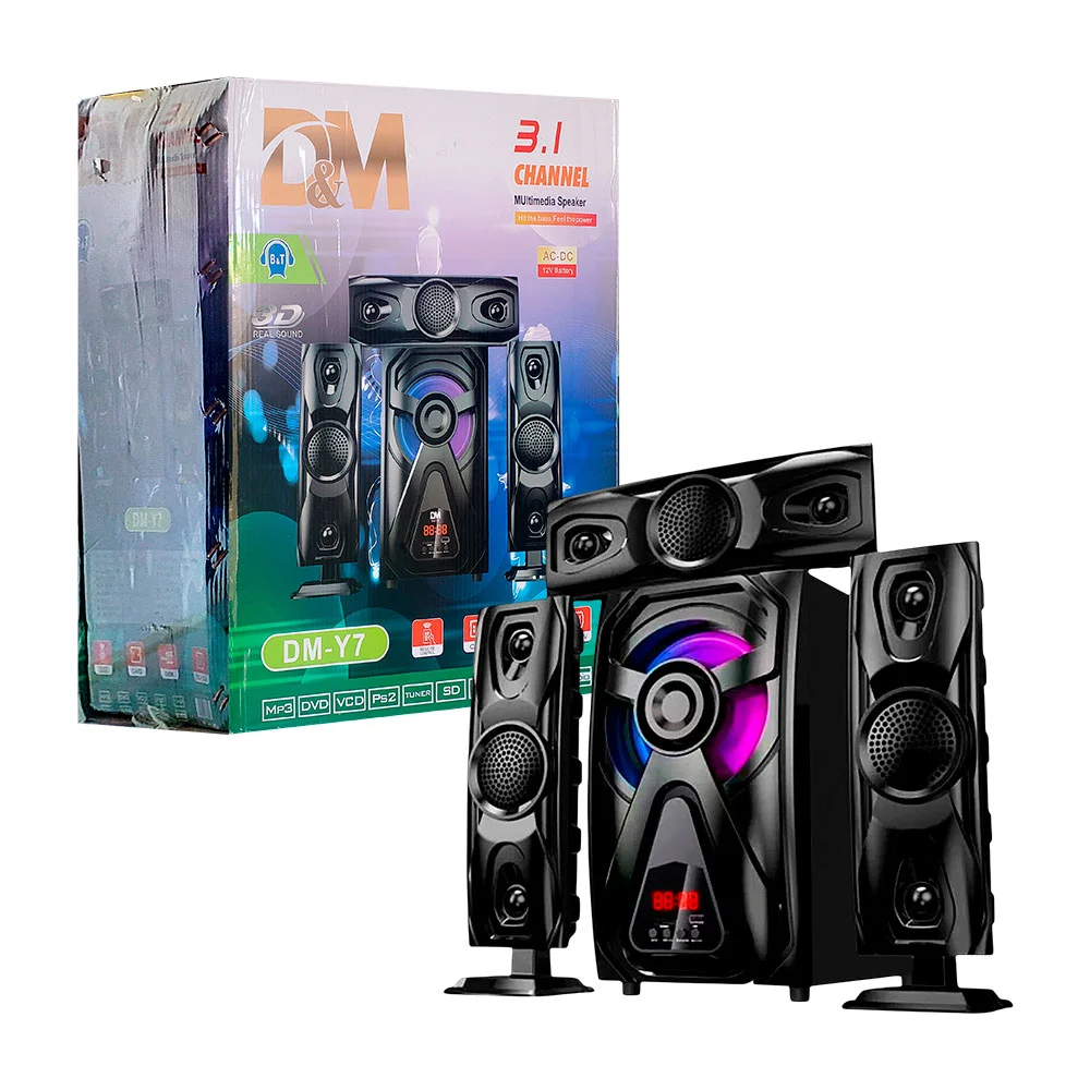 Bocina bluetooth con 3 altavoces, radio fm, múltiples conectores + lu…