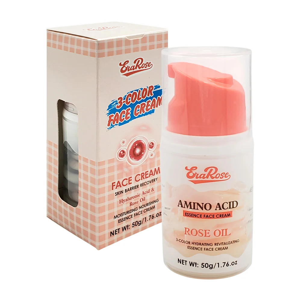 Crema facial de 3 colores con extracto de ácido hialurónico y rosas, …