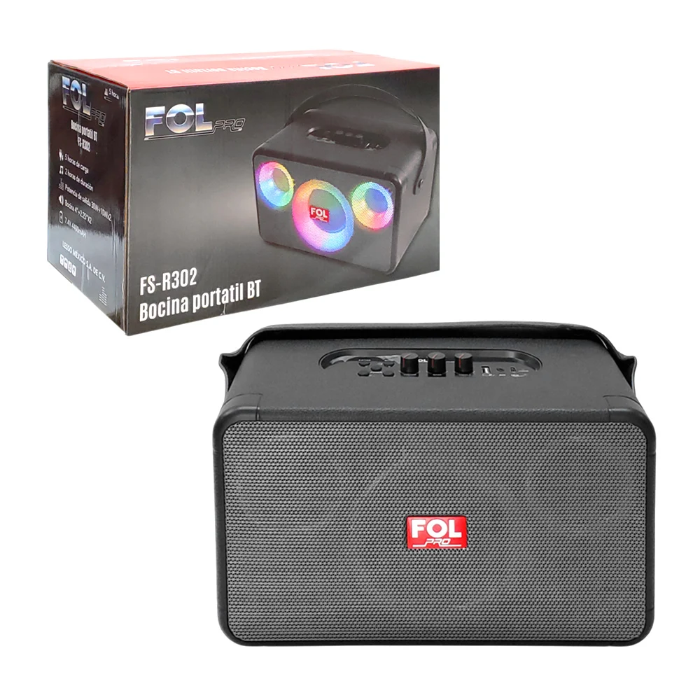 Bocina fol pro, recargable, tws, portátil con luz rgb y correa tipo c…