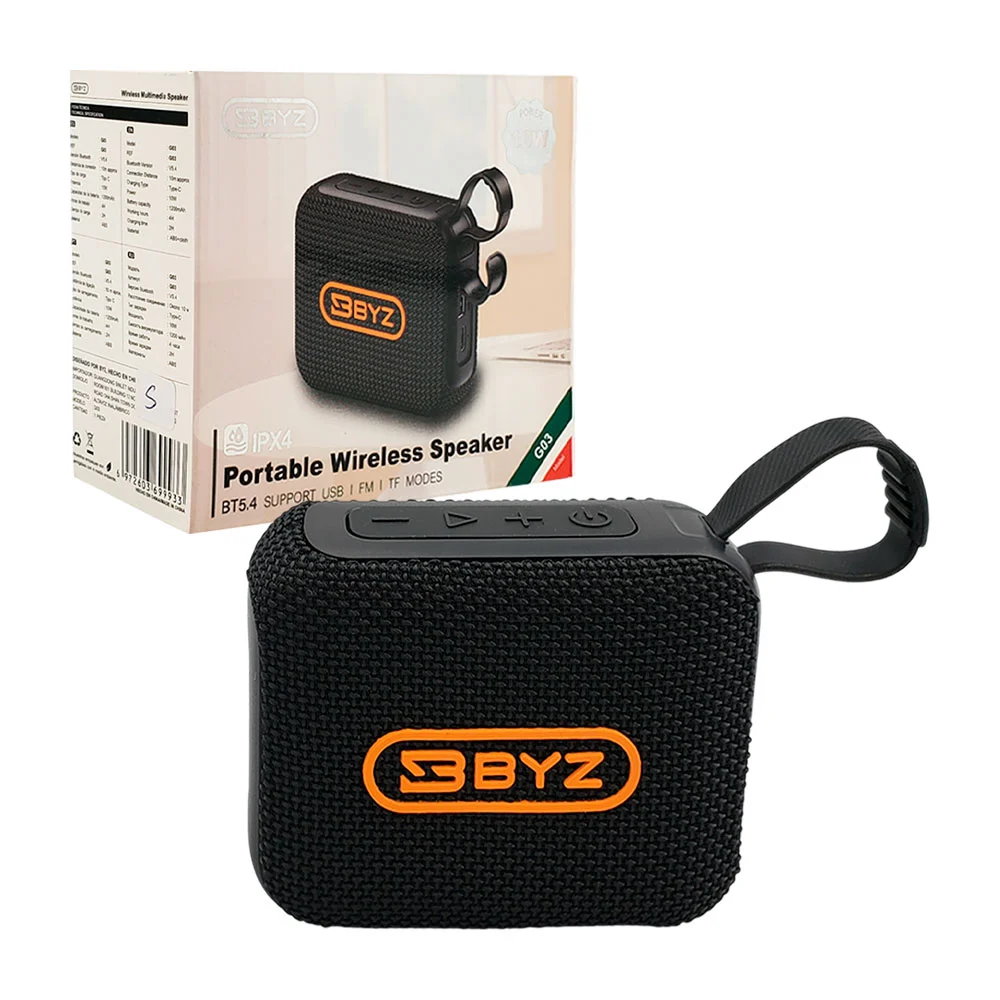 Bocina byz, pequeña, cuadrada portátil, sonido 180, puerto usb, tf y …