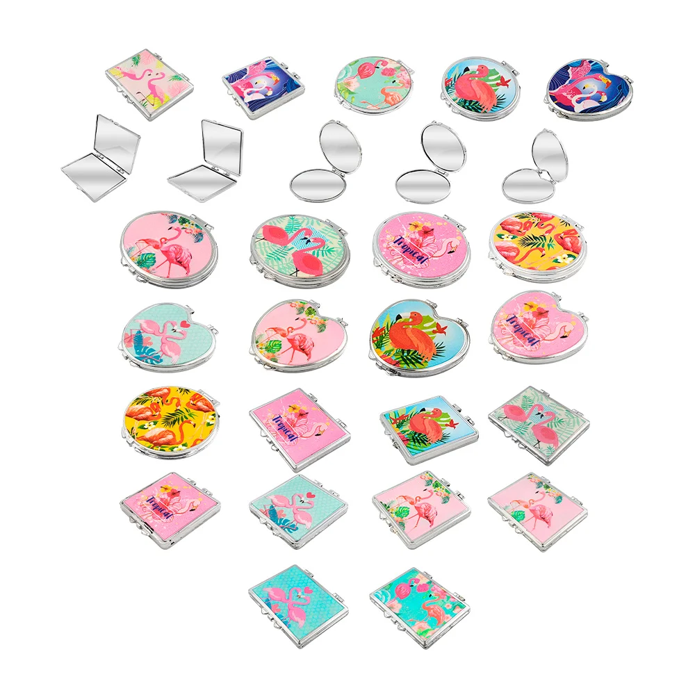 Espejo de bolsillo con estampado de flamingo, variedad de formas / g1…