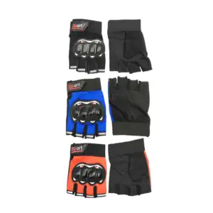 Par de guantes sin dedos con protección de nudillos para motocicleta …