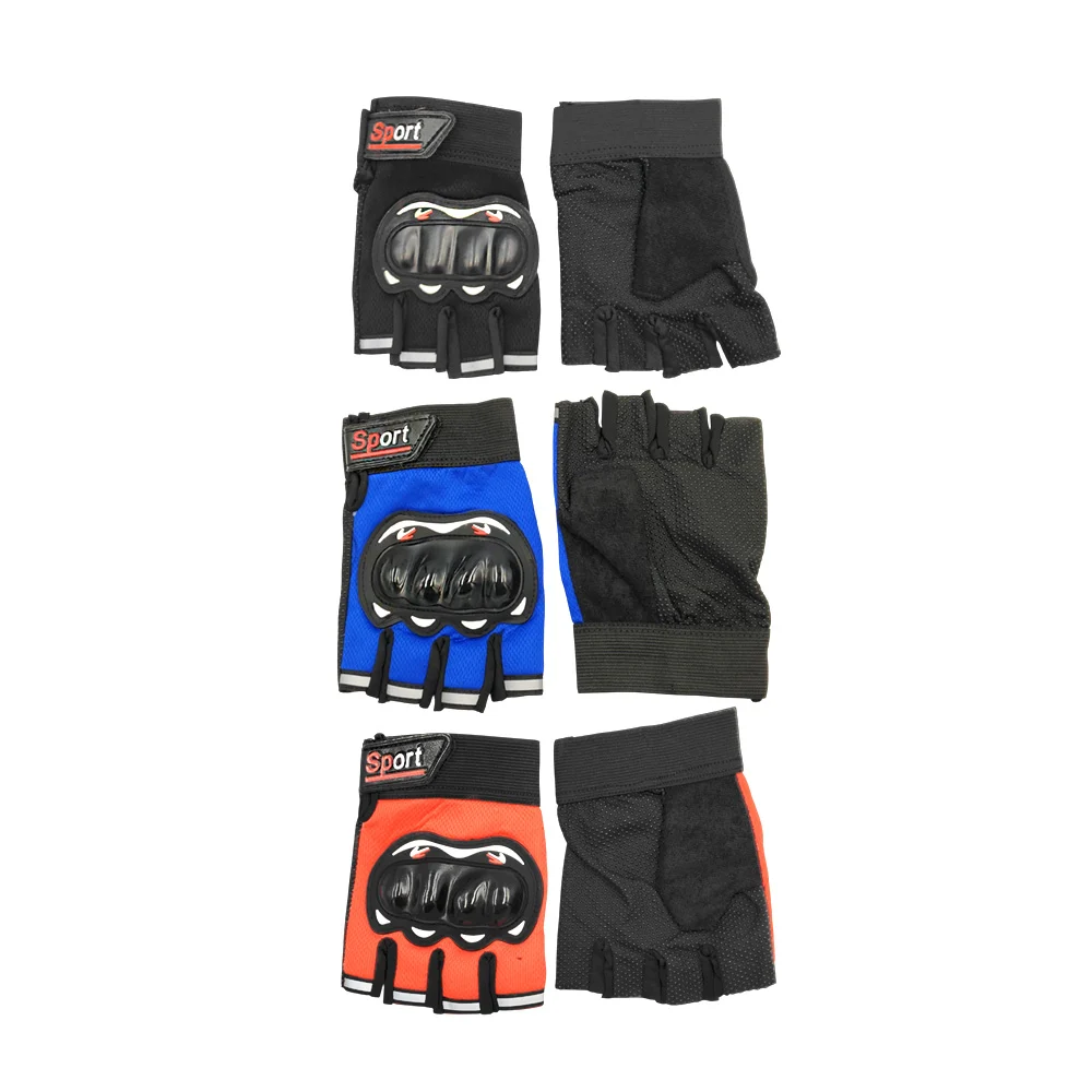 Par de guantes sin dedos con protección de nudillos para motocicleta …