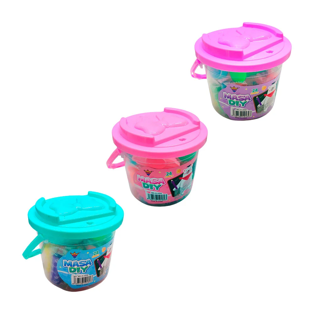 Cubeta con 24 masas moldeables + accesorios, variedad de colores / ma…