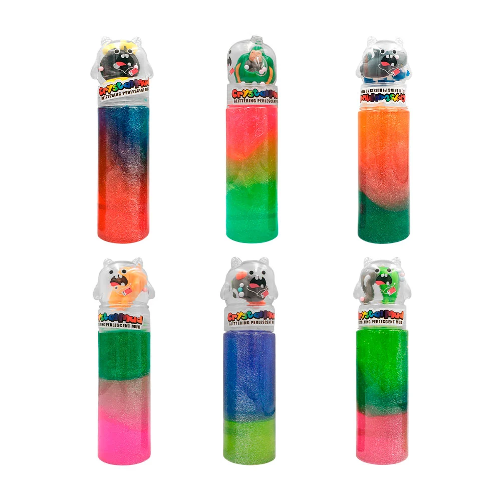 Bote de slime multicolor con glitter + squeeze de personaje brainrot,…
