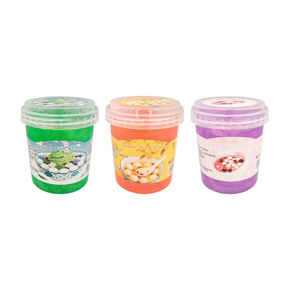 Bote tipo cubeta con slime brilloso, variedad de colores / super fun …