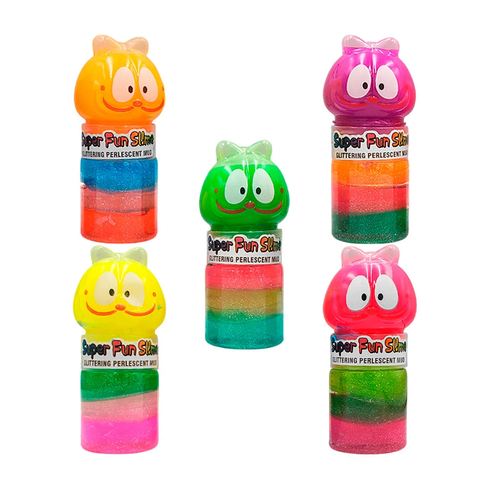 Bote en forma de gato con slime con y sin glitter, variedad de colore…