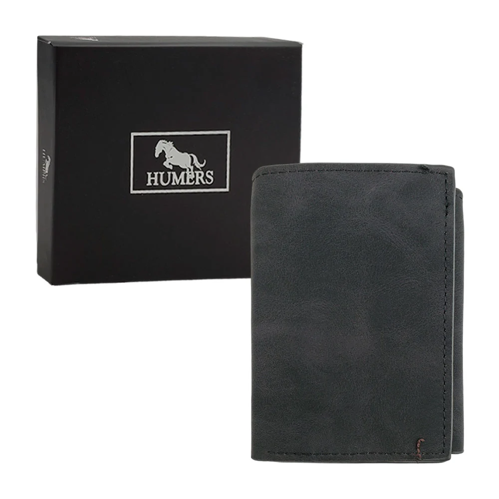Cartera humers para caballero, piel sintética lisa, con múltiples com…