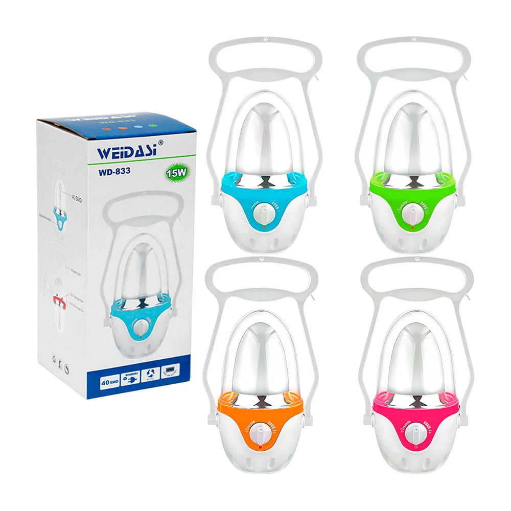 Lámpara recargable en forma de huevo con agarradera, luz blanca, 15w