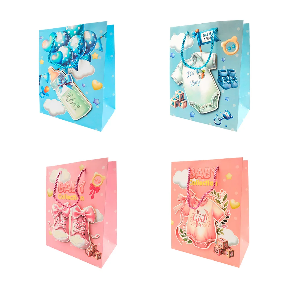 Bolsa de regalo con temática baby shower con efecto 3d, 18x23x10, var…
