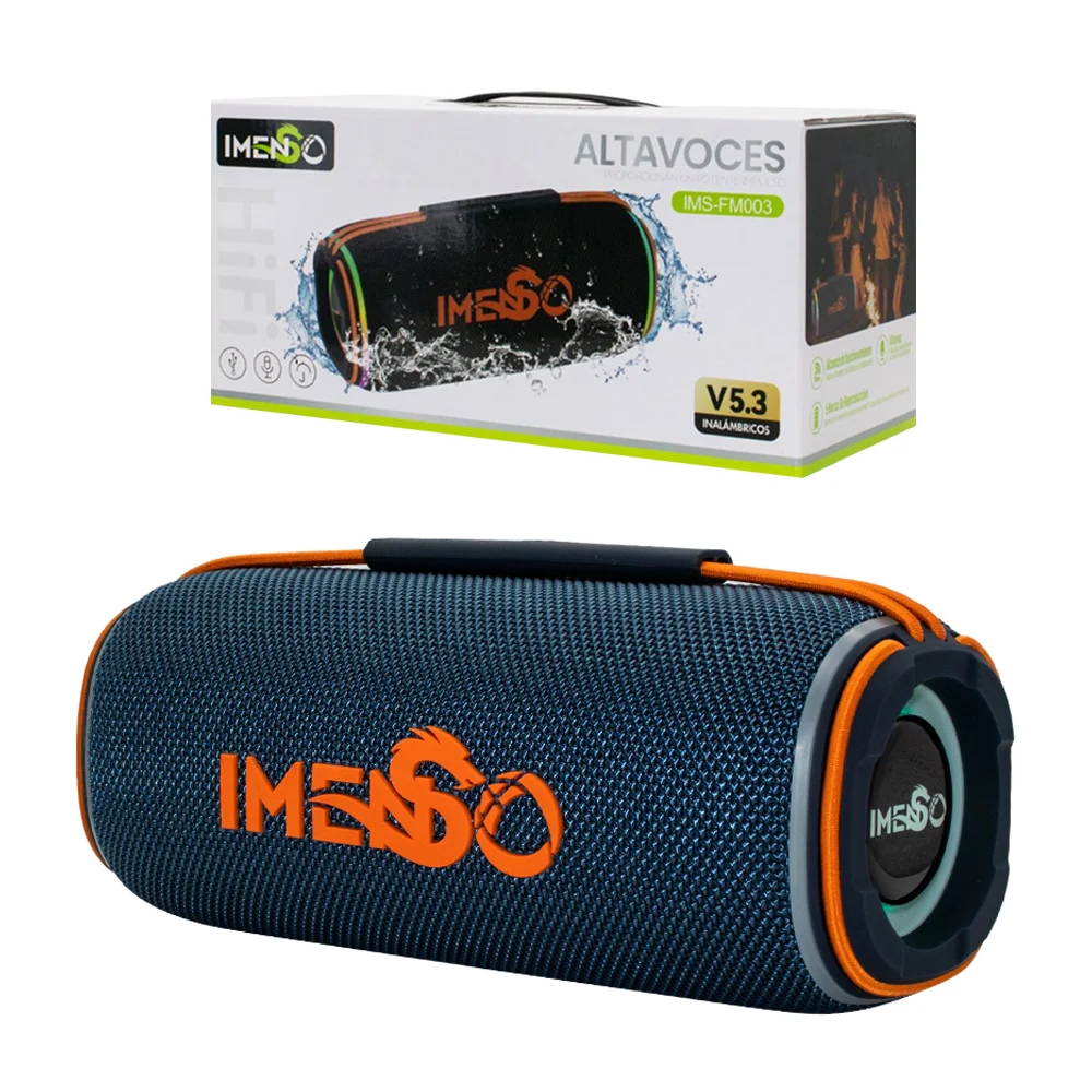 Bocina cilíndrica, inalámbrica, con iluminación led, variedad de func…