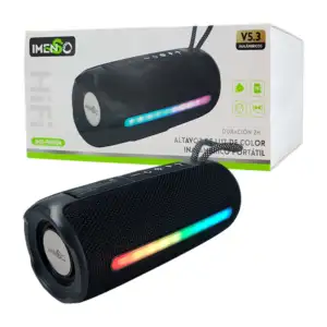Bocina cilíndrica imenso, bluetooth, con puerto USB - TF, luces RGB, …