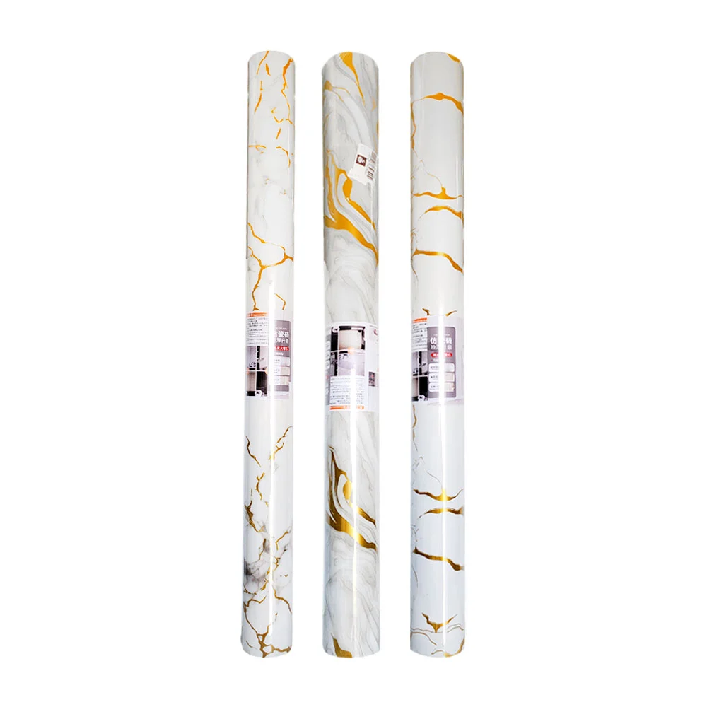Rollo de papel tapiz adhesivo con estampado tipo marmol blanco, 120cm…