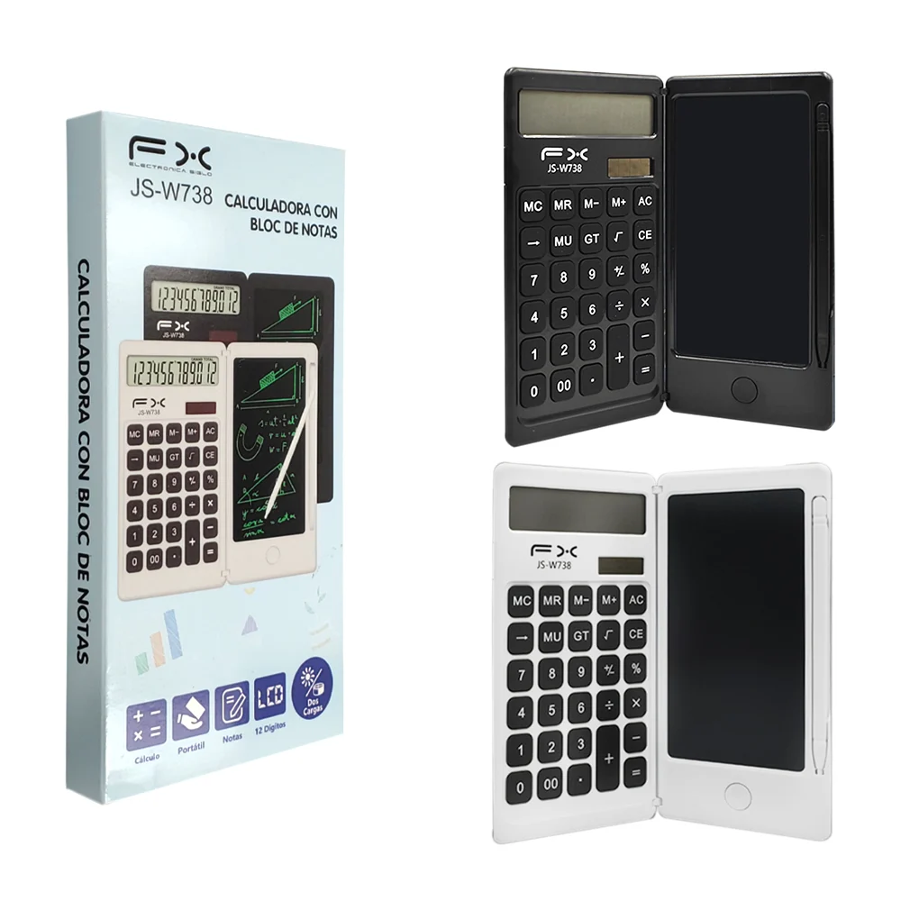 Calculadora digital fx con 12 dígitos + bloc de notas digital y pluma…
