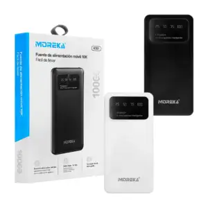 Power bank moreka, 10000mah, monitor de batería, 2 puertos usb, 1 tip…