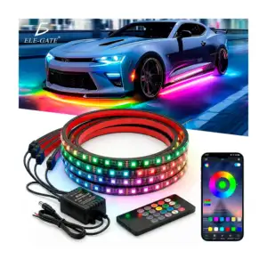 Paquete de 4 tiras led en tonos neón para chasis de auto, 90x2+120x2 …