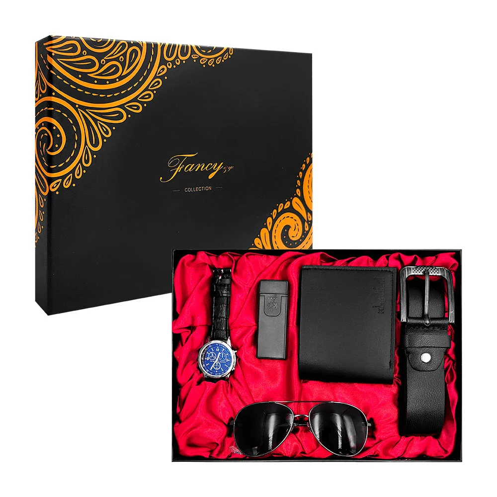 Kit de regalo con cartera, encendedor, reloj de mano, cinturón y lent…
