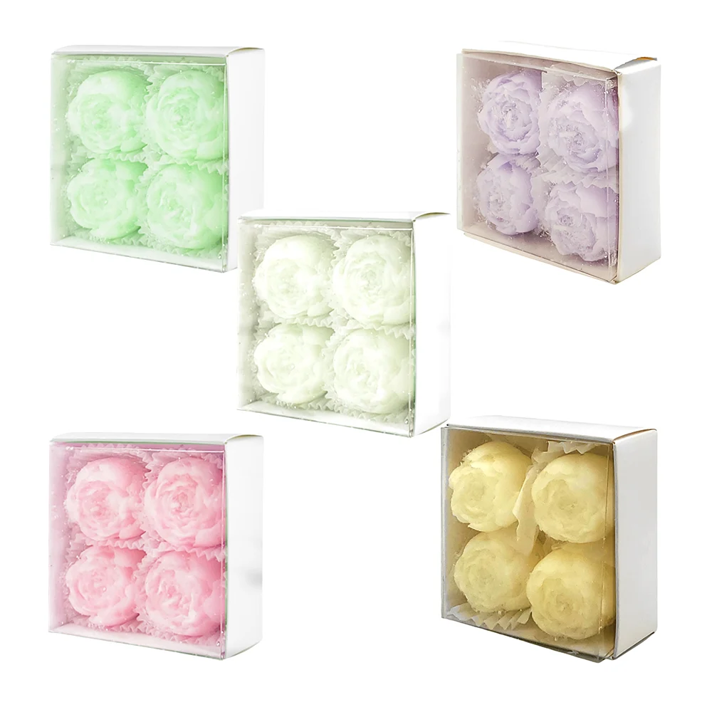 Paquete con 4 mini velas aromáticas con diseño de rosas, varios color…