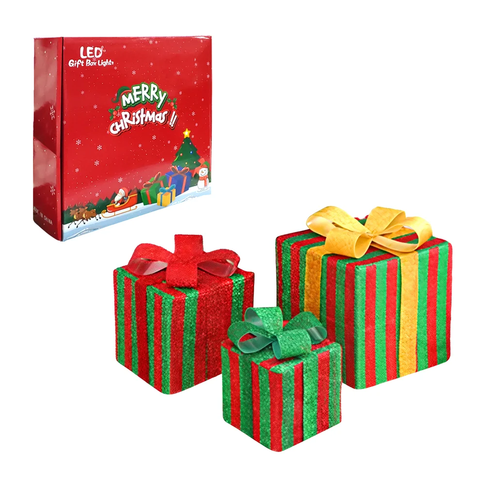 Juego de 3 adornos navideños armables led con diseño de regalos, vari…