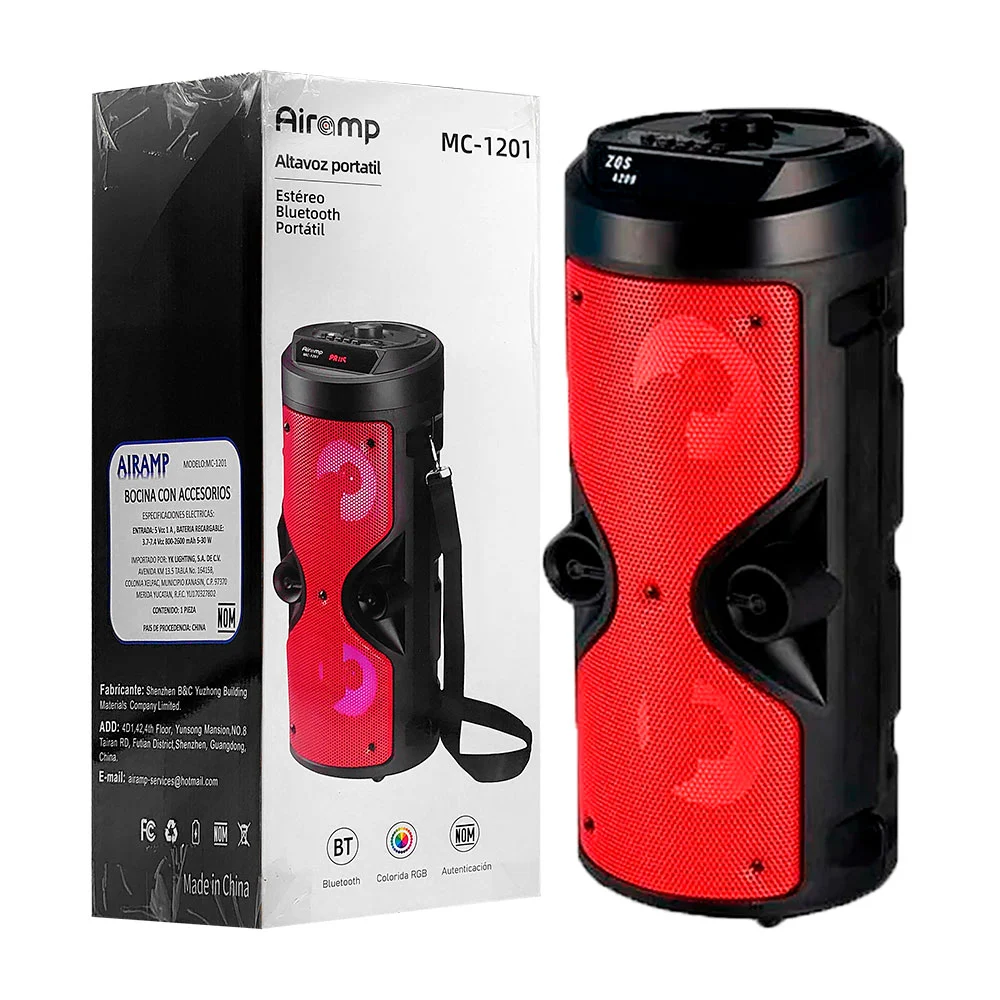 Bocina portátil bluetooth, 4inx2 con doble altavoz, pantalla lcd + co…
