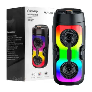 Bocina bluetooth portátil, 4inx2, doble altavoz, con luz rgb, multifu…