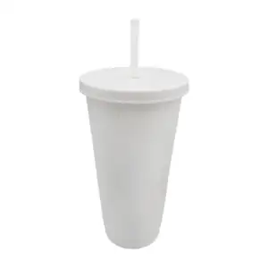Vaso de plástico con tapa, diseño liso con detalles de glitter, 20oz …