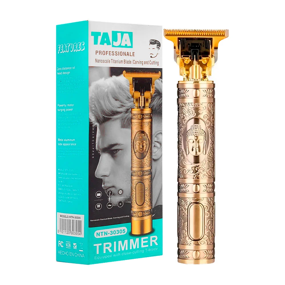 Trimmer profesional, inalámbrico, metálico con relieve de buda + acce…