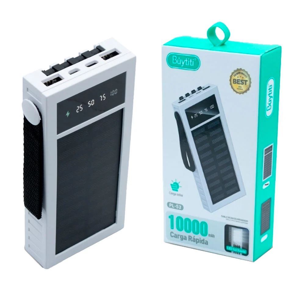 Power bank con panel solar + lampara, 10000mah, cable dual tipo c y l…