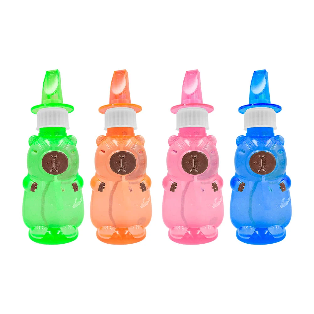 Bote con jabón para hacer burbujas, diseño de capibara + silbato, var…
