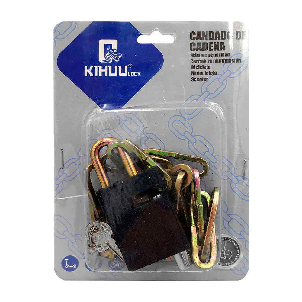 Candado multifuncional con cadena de seguridad, 80 cm + juego de 3 ll…