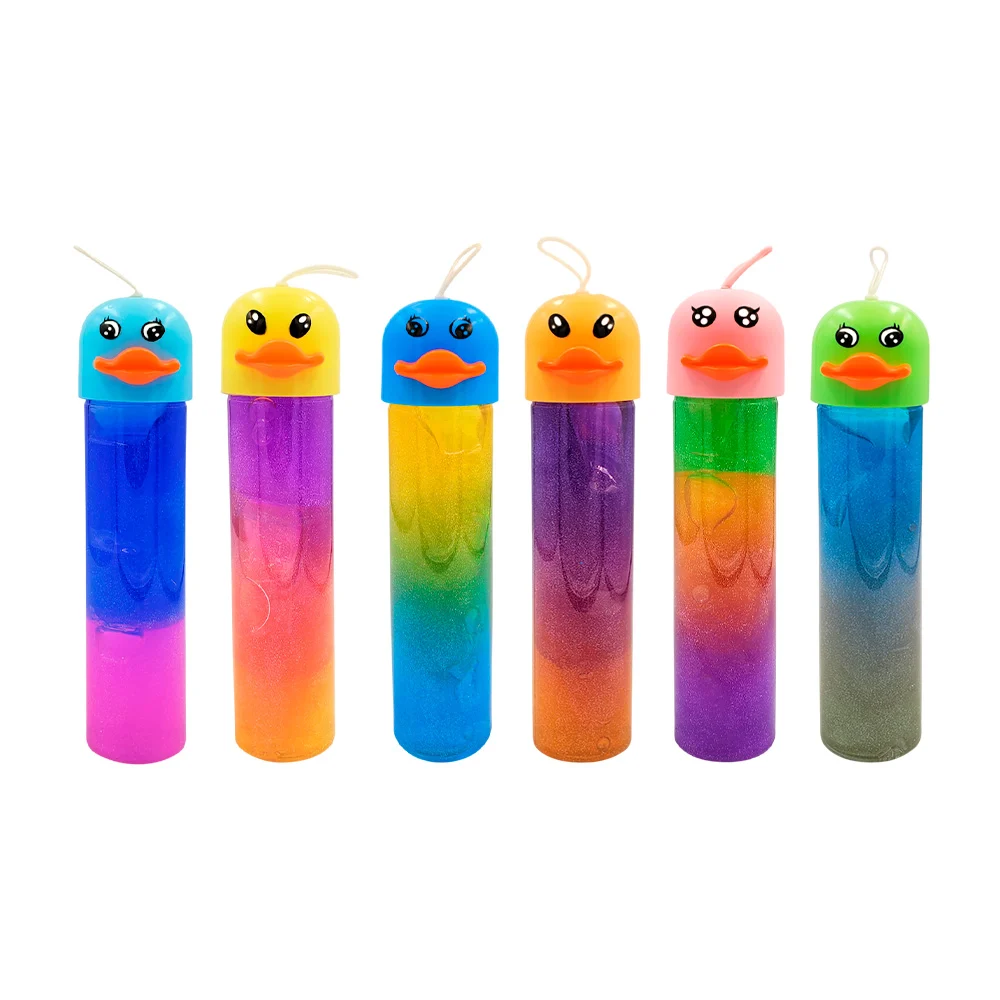 Bote de slime brilloso tricolor con tapa en forma de pato, variedad d…