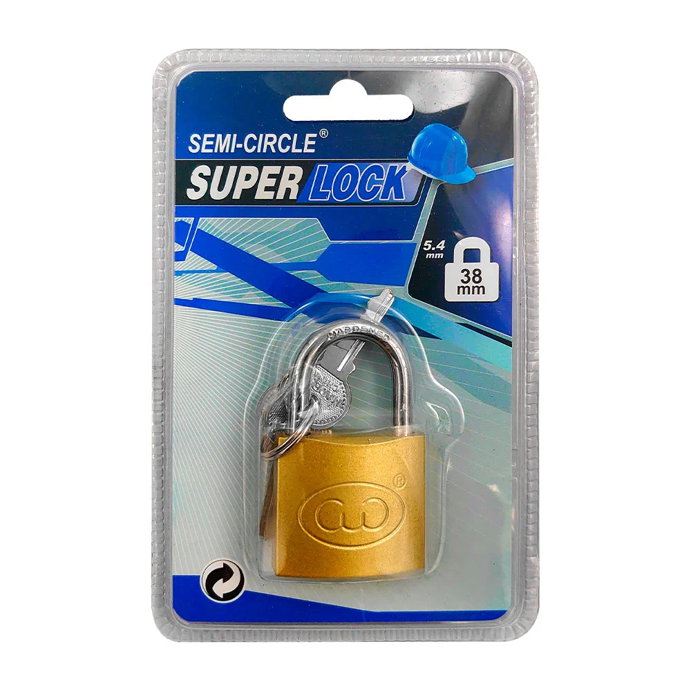 Candado metálico super lock semi-circle de 38mm + juego de 3 llaves /…