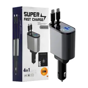 Plug cargador 4 en 1, carga super rápida de 120w, 2 cables y 2 puerto…