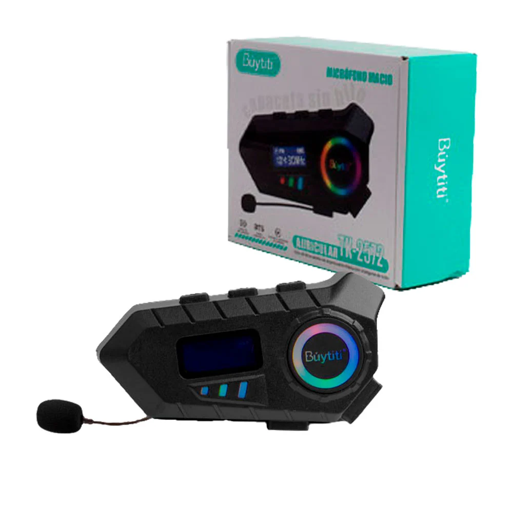 Audífonos para casco de motos bluetooth 5.4, luces led y pantalla + m…