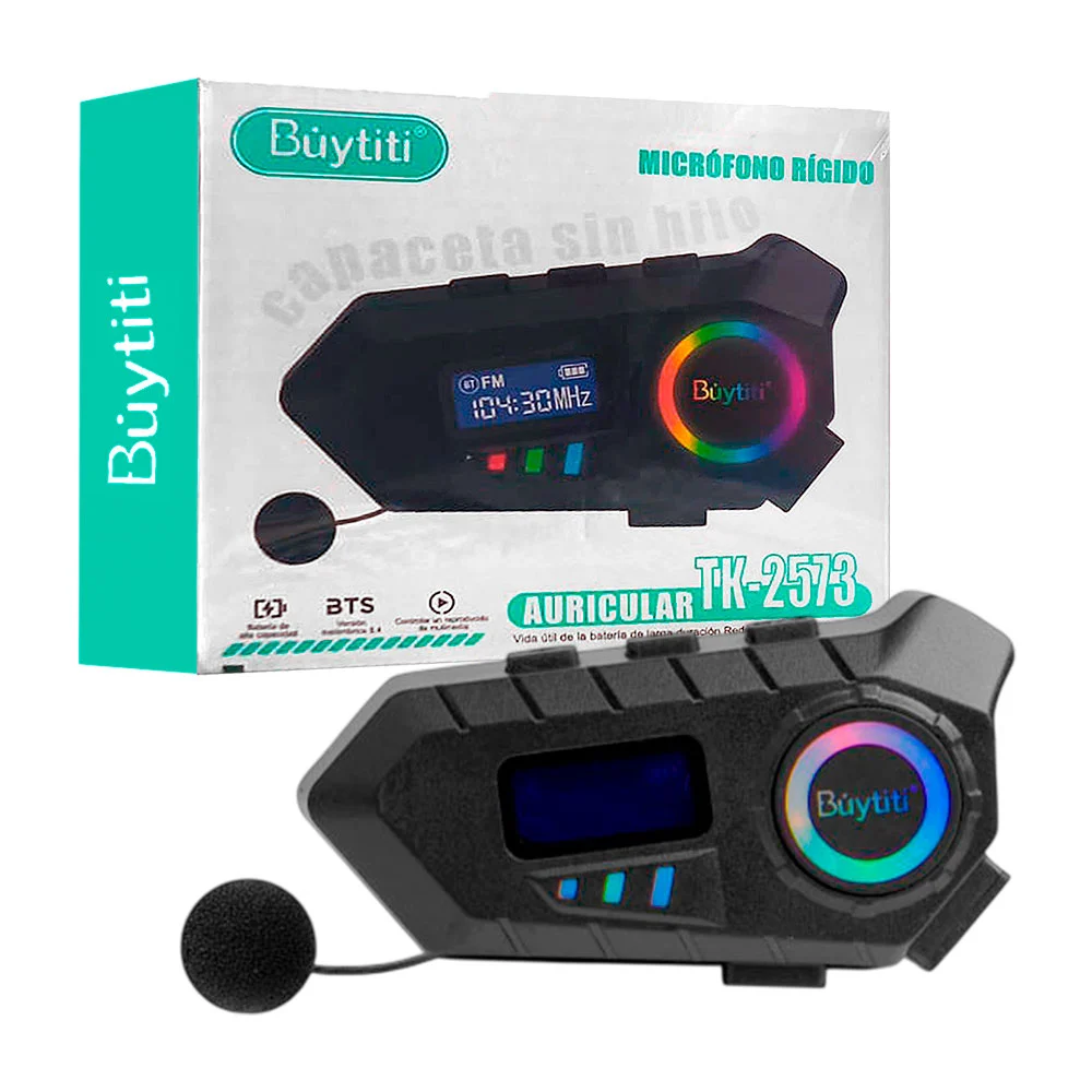 Audífono-micrófono para casco de motocicleta, bluetooth + radio fm, l…