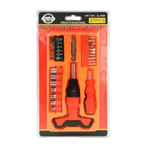 Estuche con 27pcs, 2 destornilladores pequeños, dados y puntas interc…
